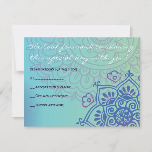 Aqua HEMSA HAND GOD Bat Mitzvah Reply Card RSVP Kaartje (Voorkant)