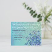 Aqua HEMSA HAND GOD Bat Mitzvah Reply Card RSVP Kaartje (Staand voorkant)