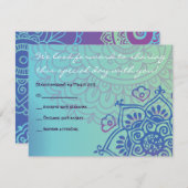 Aqua HEMSA HAND GOD Bat Mitzvah Reply Card RSVP Kaartje (Voorkant / Achterkant)