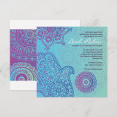 Aqua HEMSA HAND of GOD Bat Mitzvah Invitation Kaart (Voorkant / Achterkant)