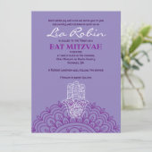 Aqua HEMSA HAND of GOD Bat Mitzvah Invitation Kaart (Staand voorkant)