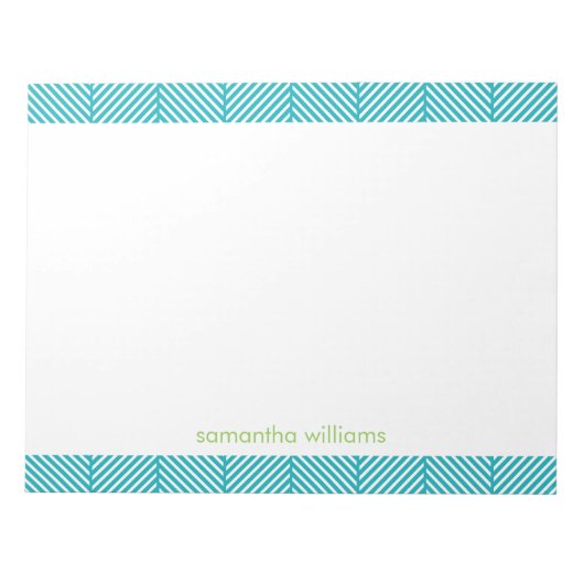 Aqua Herringbone Stripes Pattern Notitieblok (Voorkant)