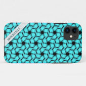 Aqua Hexagon Weave Textielpatroon iPhone 5 Hoesje (Achterkant (horizontaal))