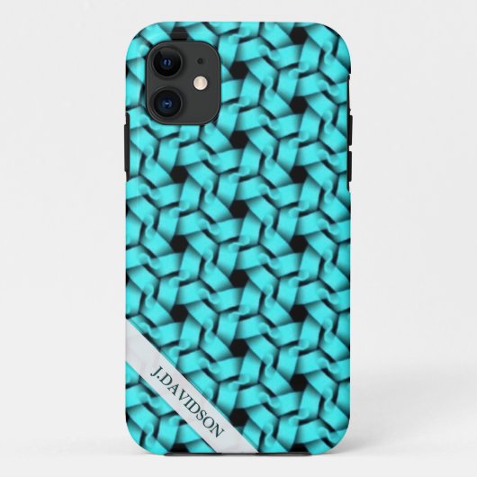 Aqua Hexagon Weave Textile Pattern iPhone 5 Hoesje (Achterkant)