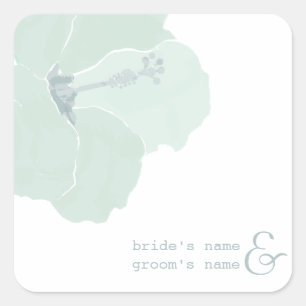 Aqua Hibiscus Bloem Bruiloft Sticker