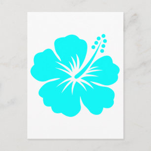 Aqua hibiscus flower design briefkaart