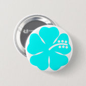 Aqua hibiscus flower ronde button 5,7 cm (Voorkant /achterkant)