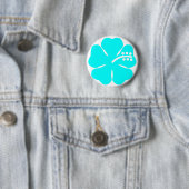 Aqua hibiscus flower ronde button 5,7 cm (In situ)