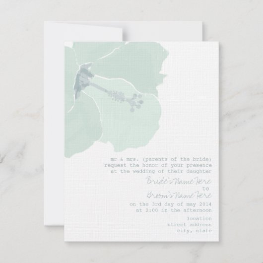 Aqua Hibiscus Flower Tropical Beach Wedding Kaart (Voorkant)