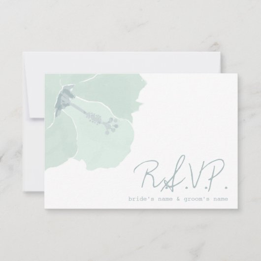 Aqua Hibiscus Flower Tropical Beach Wedding RSVP (Voorkant)