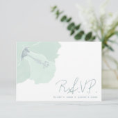 Aqua Hibiscus Flower Tropical Beach Wedding RSVP (Staand voorkant)