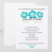 Aqua Hibiscus Temple Wedding & Reception nodigt ui Kaart (Voorkant / Achterkant)