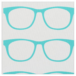 Aqua Hipster Geek Glasses Fabric Stof