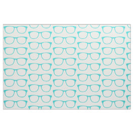 Aqua Hipster Geek Glasses Fabric Stof