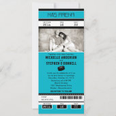 Aqua Hockey Ticket Wedding Uitnodiging (Voorkant)
