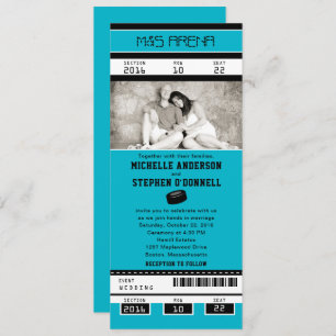 Aqua Hockey Ticket Wedding Uitnodiging