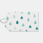 Aqua Holiday Trees Gift Label Cadeaulabel (Achterkant Horizontaal)
