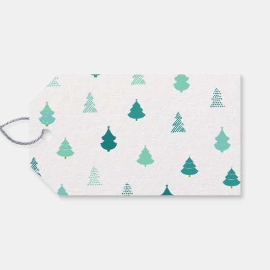 Aqua Holiday Trees Gift Label Cadeaulabel (Achterkant Horizontaal)