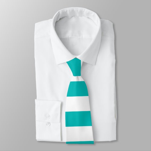 Aqua Horizontale Stripes Stropdas (Gebonden)