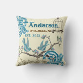 Aqua Hot Pink Vogelfamilie opgericht Kussen (Achterkant)