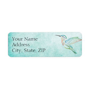 Aqua Hummingbird Jubileum Return Address Etiket