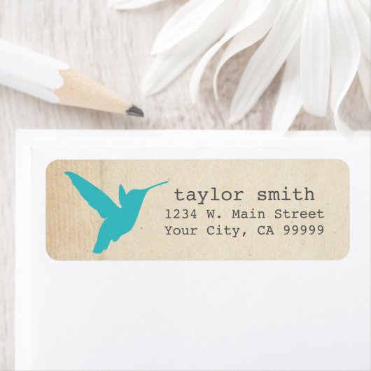  Aqua Hummingbird Return Address Labels (Insitu)