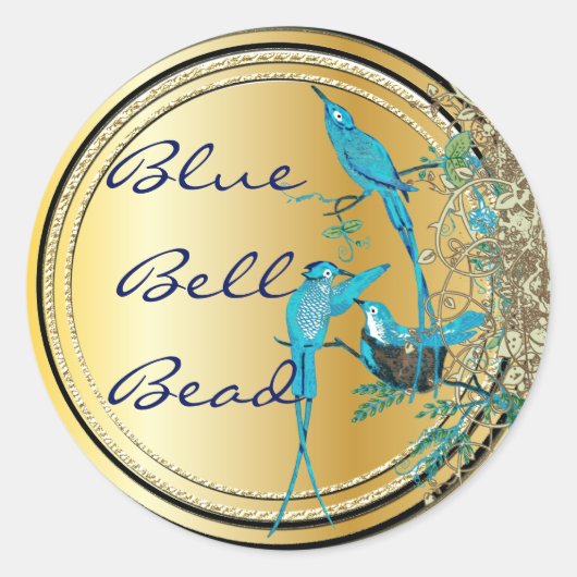 Aqua Hummingbird Swirl Ronde Sticker (Voorkant)