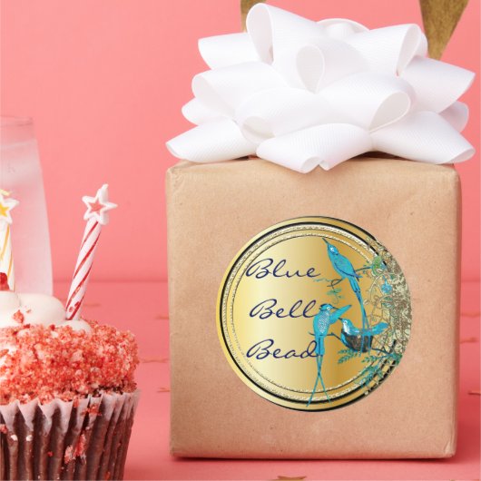 Aqua Hummingbird Swirl Ronde Sticker (Feest)