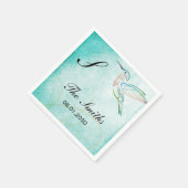Aqua Hummingbird Waterverf Bruiloft Servet (Hoek)
