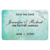 Aqua Hummingbird Waterverf Save the Date Magneet (Horizontaal)