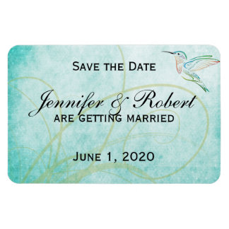 Aqua Hummingbird Waterverf Save the Date Magneet