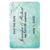 Aqua Hummingbird Waterverf Save the Date Magneet (Verticaal)