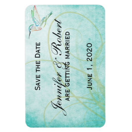 Aqua Hummingbird Waterverf Save the Date Magneet