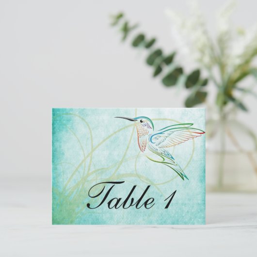 Aqua Hummingbird Waterverf Tafelnummer (Staand voorkant)