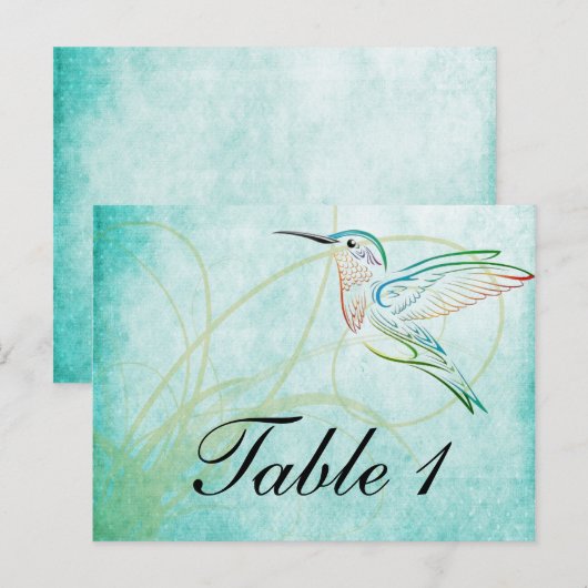 Aqua Hummingbird Waterverf Tafelnummer (Voorkant / Achterkant)