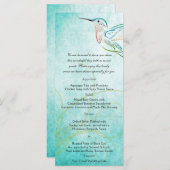 Aqua Hummingbird Waterverf Wedding Menu (Voorkant / Achterkant)