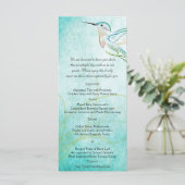 Aqua Hummingbird Waterverf Wedding Menu (Staand voorkant)