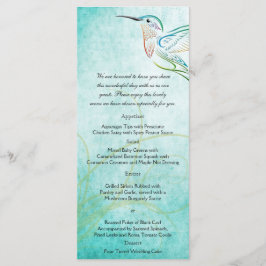 Aqua Hummingbird Waterverf Wedding Menu