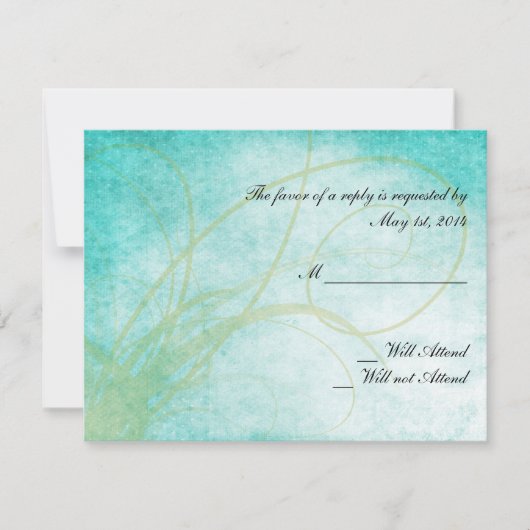 Aqua Hummingbird Waterverf Wedding Response Card RSVP Kaartje (Voorkant)