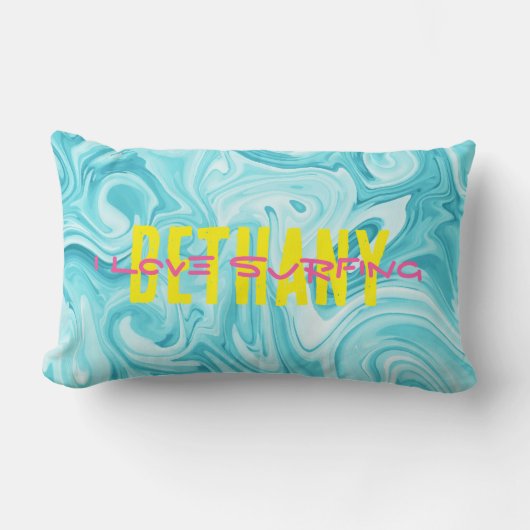 Aqua I LIVE SURFNAME Water Ocean Beach Fun Kussen (Voorkant)