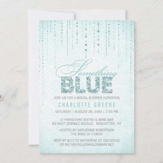 Aqua Iets Blue Bridal Shower Uitnodiging (Voorkant)