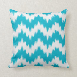 Aqua Ikat Chevron Pillow Kussen