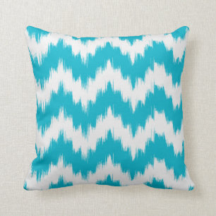 Aqua Ikat Chevron Pillow Kussen