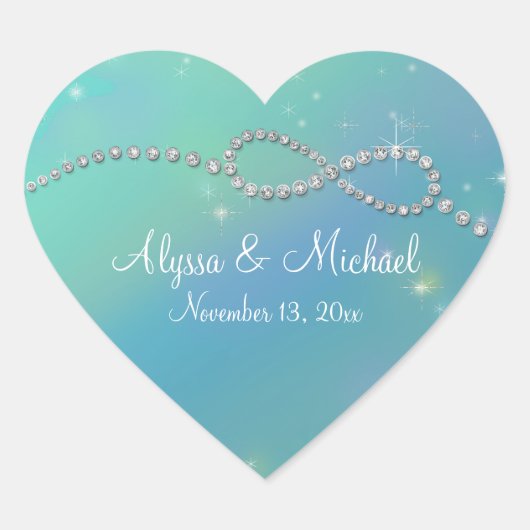 Aqua Infinity Symbol Infinite Love Twinking Hart Sticker (Voorkant)