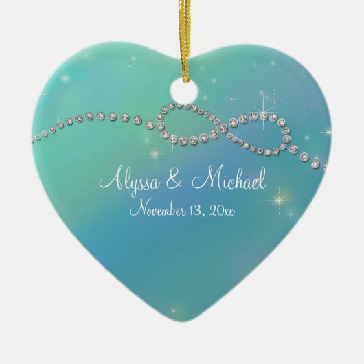 Aqua Infinity Symbol Infinite Love Twinking Keramisch Ornament (Voorkant)