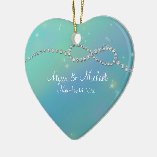 Aqua Infinity Symbol Infinite Love Twinking Keramisch Ornament (Links)