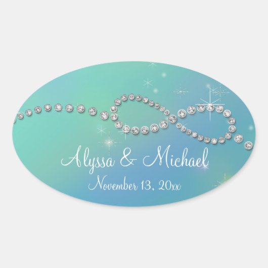 Aqua Infinity Symbol Infinite Love Twinking Ovale Sticker (Voorkant)