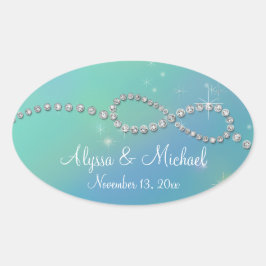 Aqua Infinity Symbol Infinite Love Twinking Ovale Sticker
