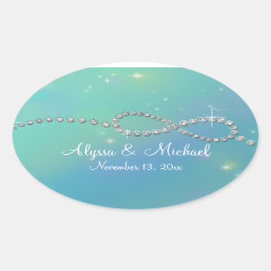 Aqua Infinity Symbol Infinite Love Twinking Ovale Sticker