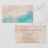 Aqua Ink Ocean Beach Modern Minimalistisch Visitekaartje (Voorkant / Achterkant)